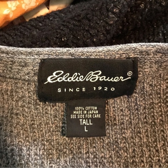 Eddie Bauer men’s knitted button down vest. Grey.  Size Large, tall. - Picture 4 of 7